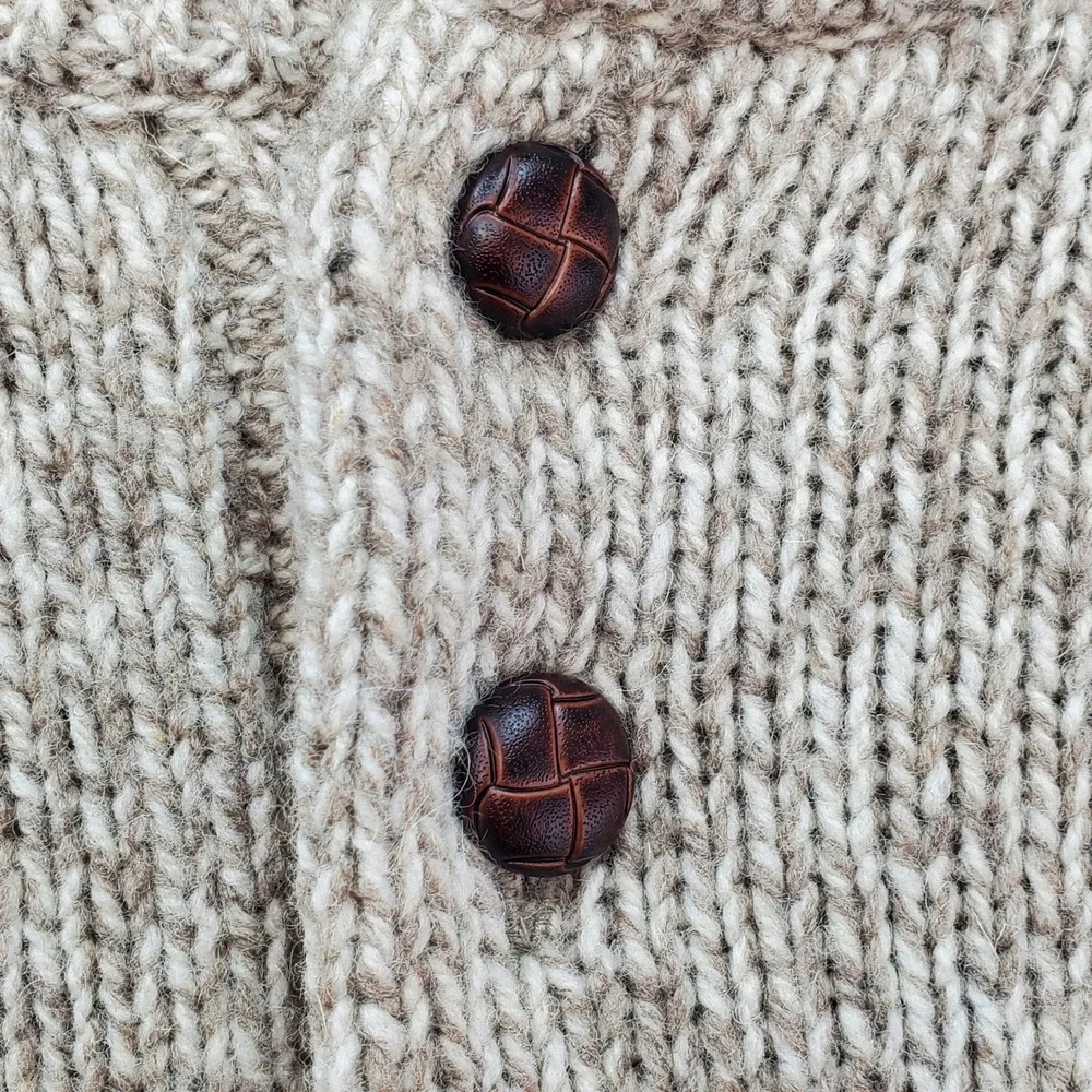 LL Bean Chunky Sweater Mens Large Tan Excellent Lambswool Knit 285174 Gorpcore